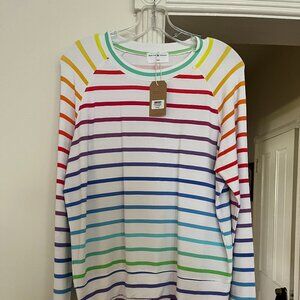 Stripe and Stare Essential Rainbow Stripe Sweatshirt Women's Size Small (S) NWT